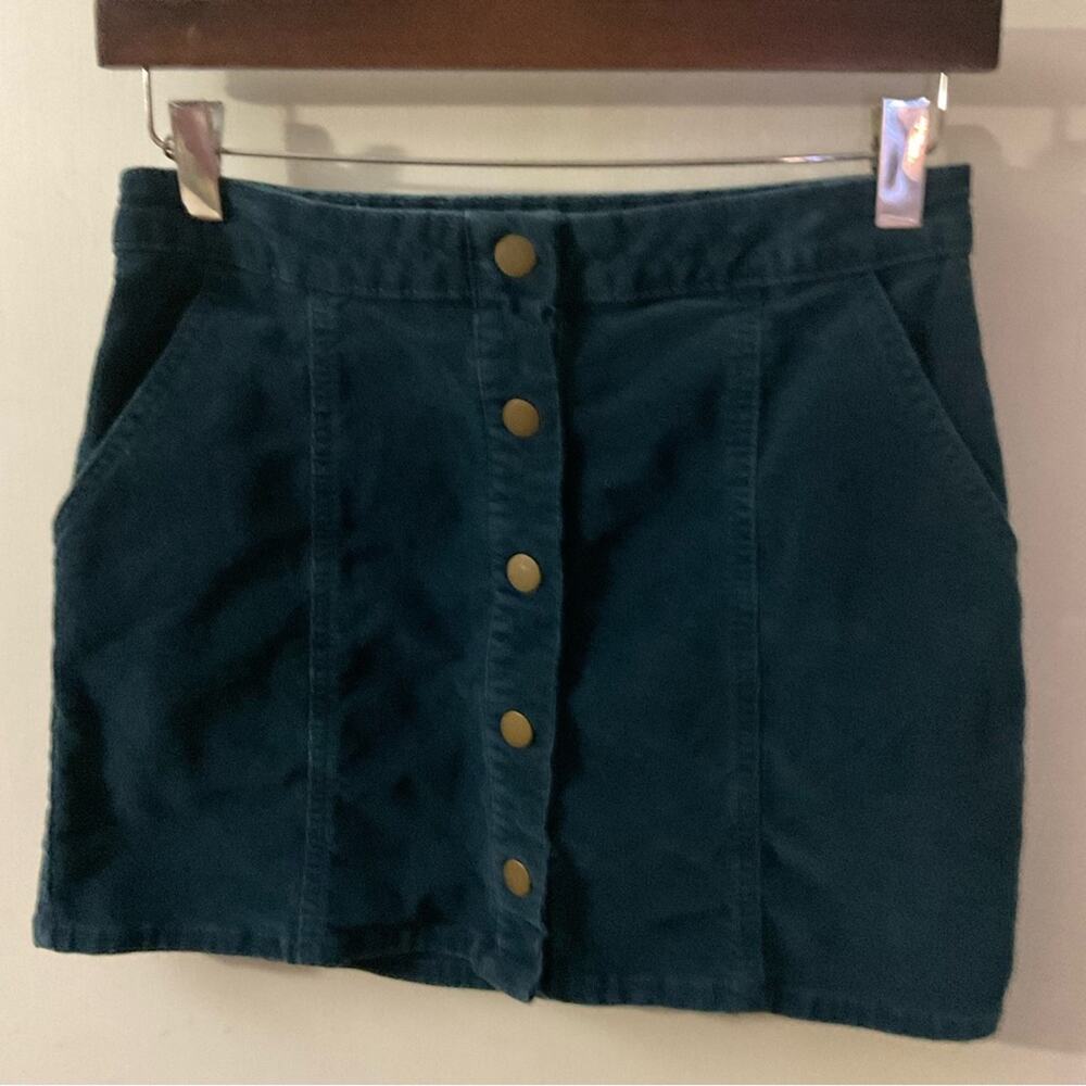 Altar’d State Dark Teal Corduroy Mini Skirt S Boho Fall Preppy Classic Academia